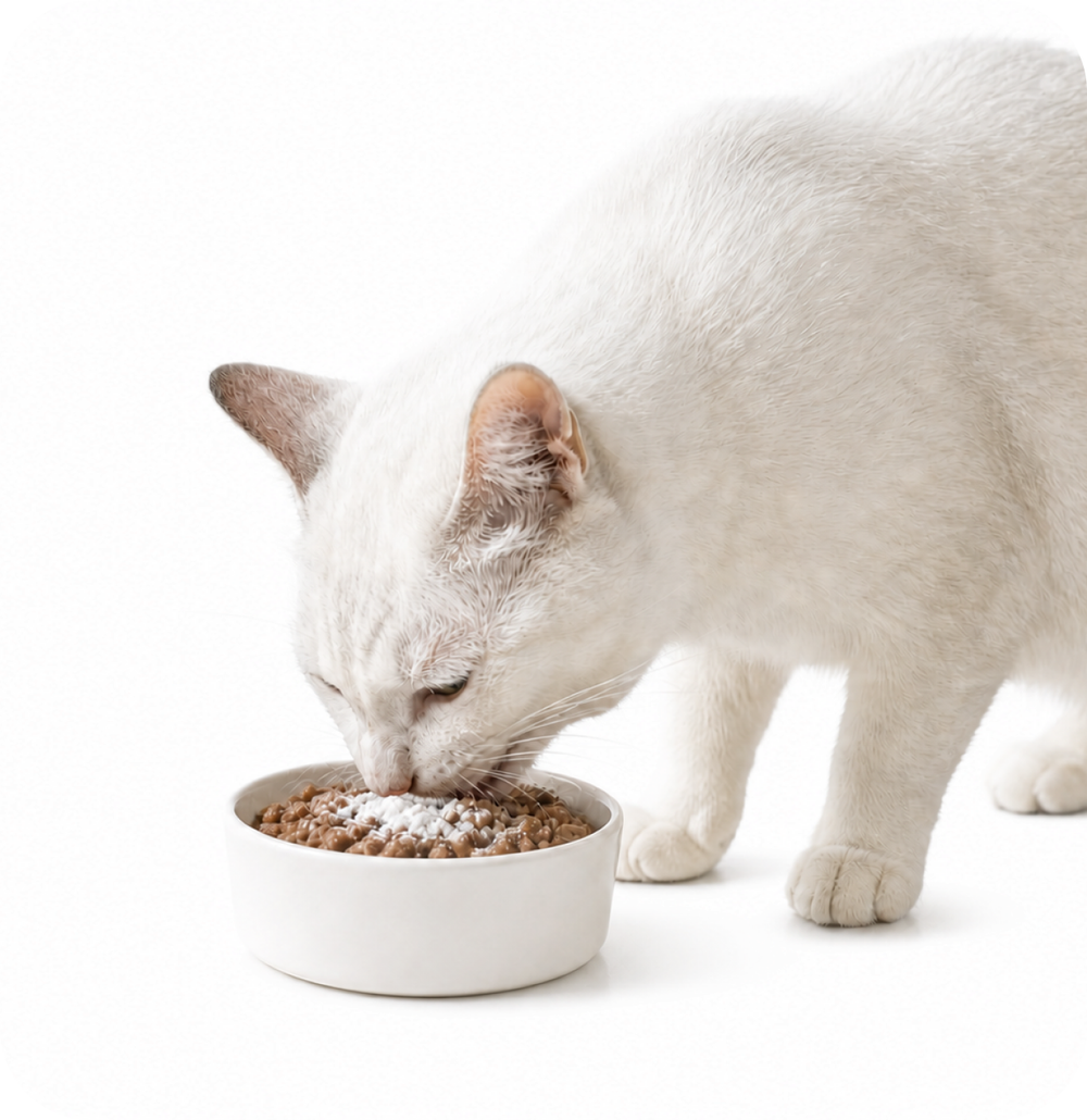 Katze frisst aus dem Napf