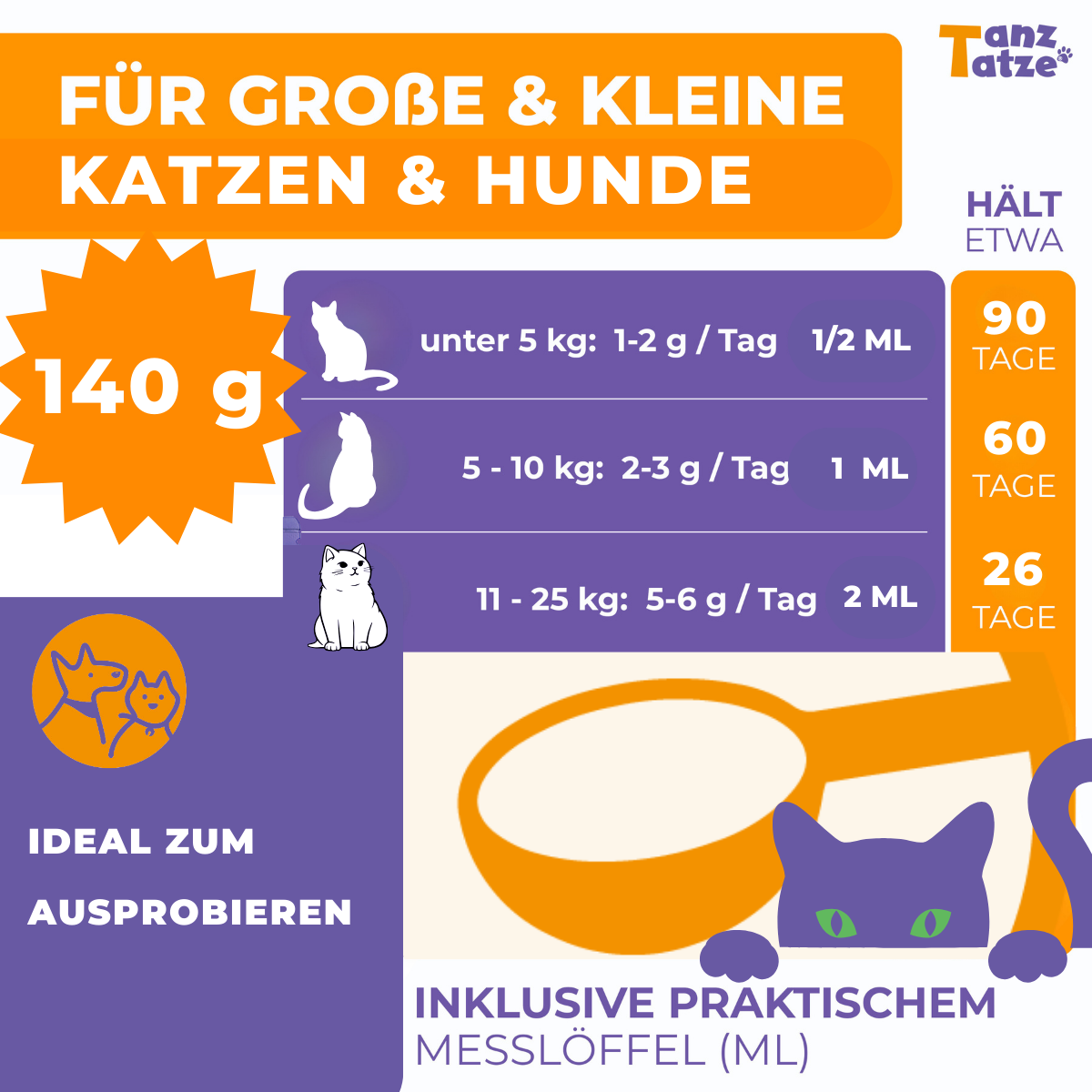 TanzTatze Aktivkollagen - Gelenkpulver zum Knorpelaufbau - 140 g